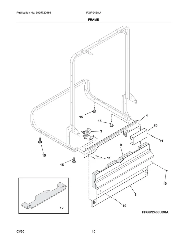 Frigidaire Dishwasher Toeplate (Black) - 154745503, Replaces: 154227002